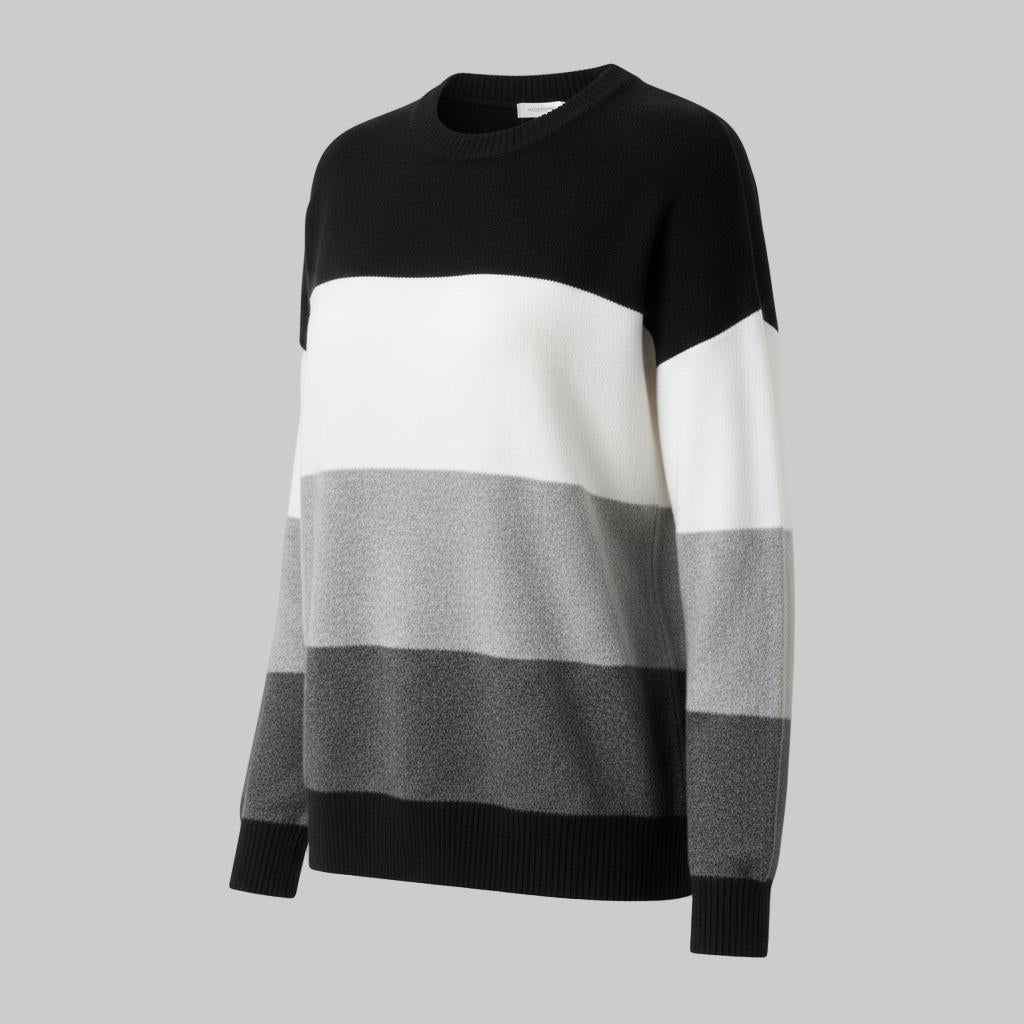 Damski sweter z dzianiny w kolorowe bloki