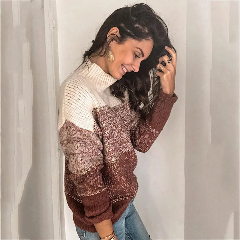 Sweter damski z wysokim kołnierzem