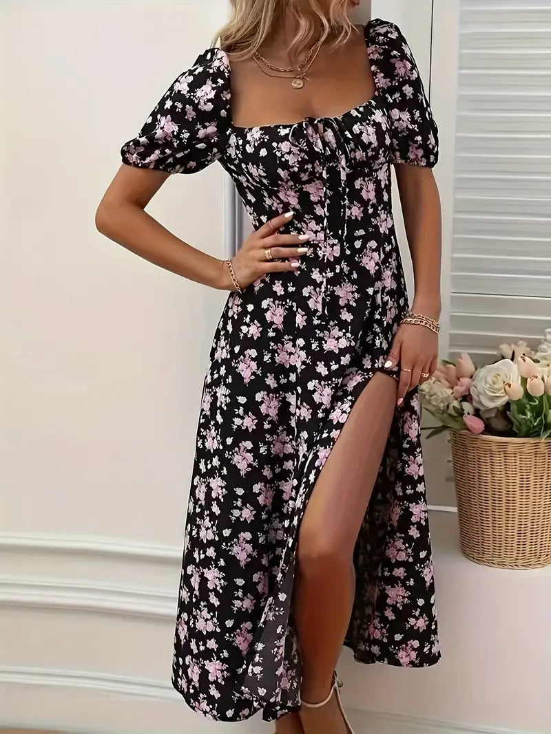 Letnia sukienka damska z kwiatowym nadrukiem