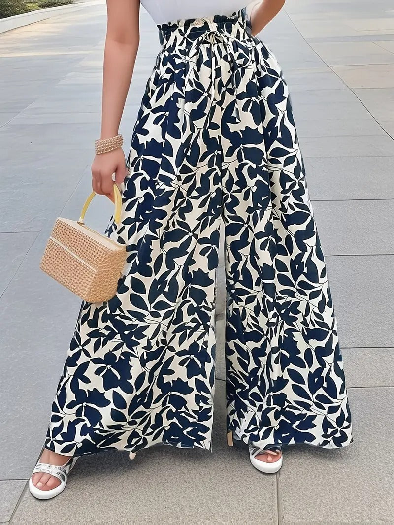 Damskie szerokie spodnie boho z luźnymi nogawkami