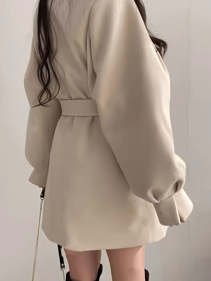 Płaszcz damski dopasowany z paskiem